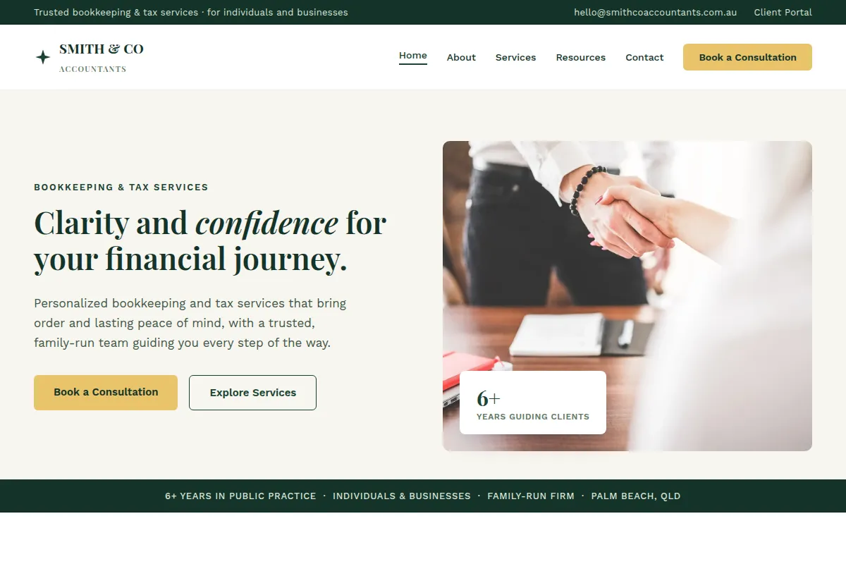 Smith & Co Accountants: Forest & Gold accountants design example