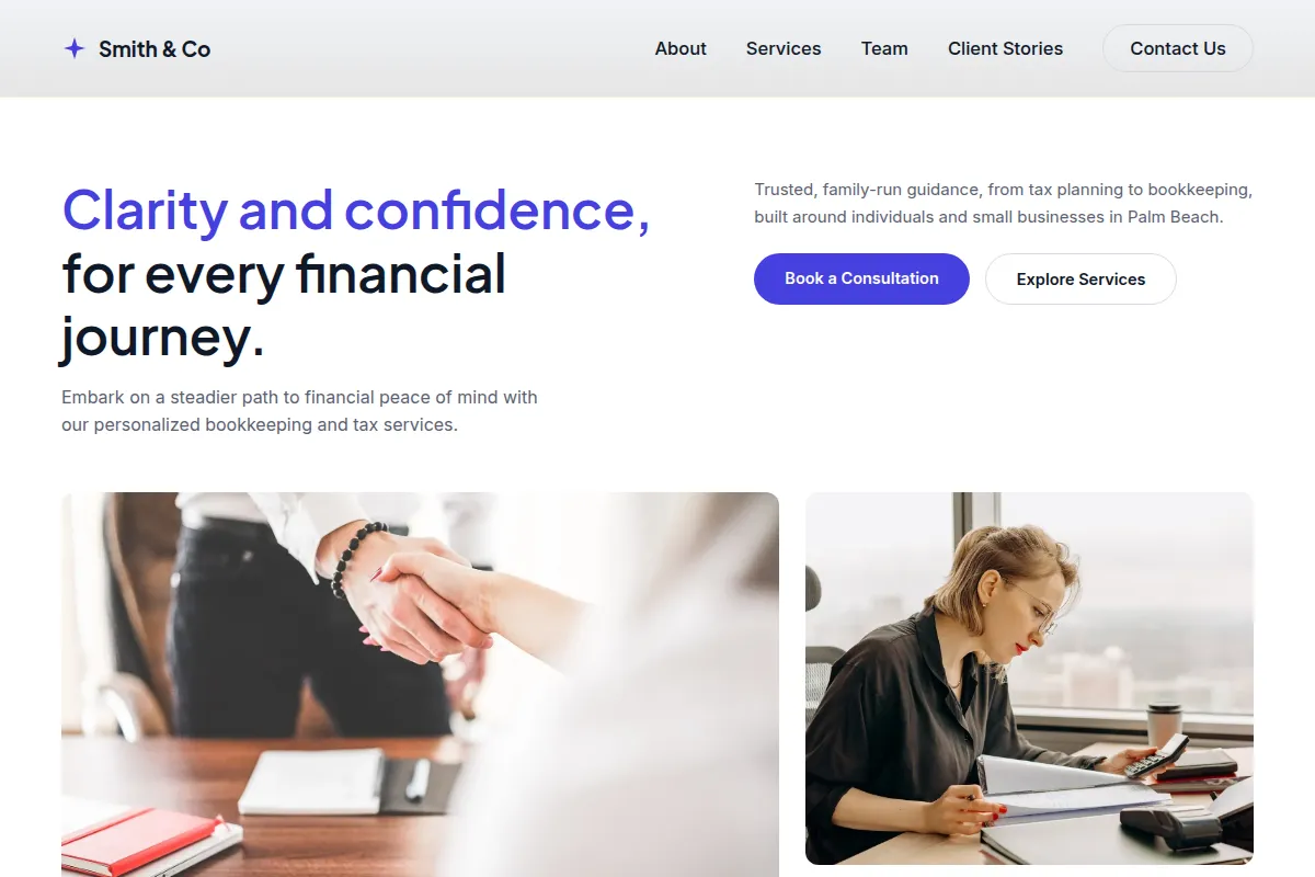 Smith & Co Accountants: Indigo Modern accountants design example