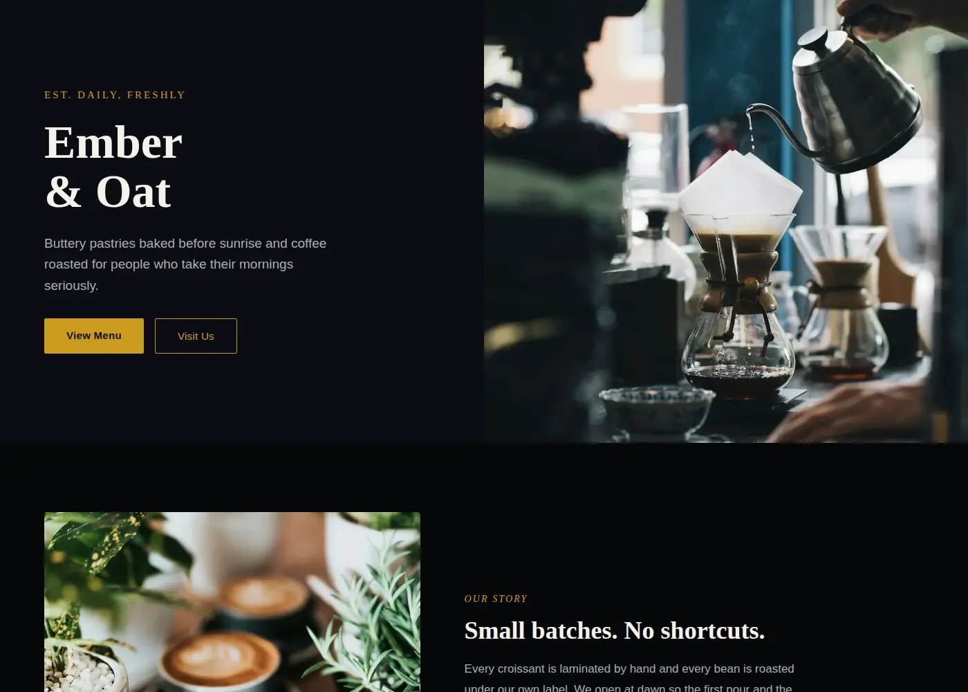 Charcoal & Gold Classic cafe design example
