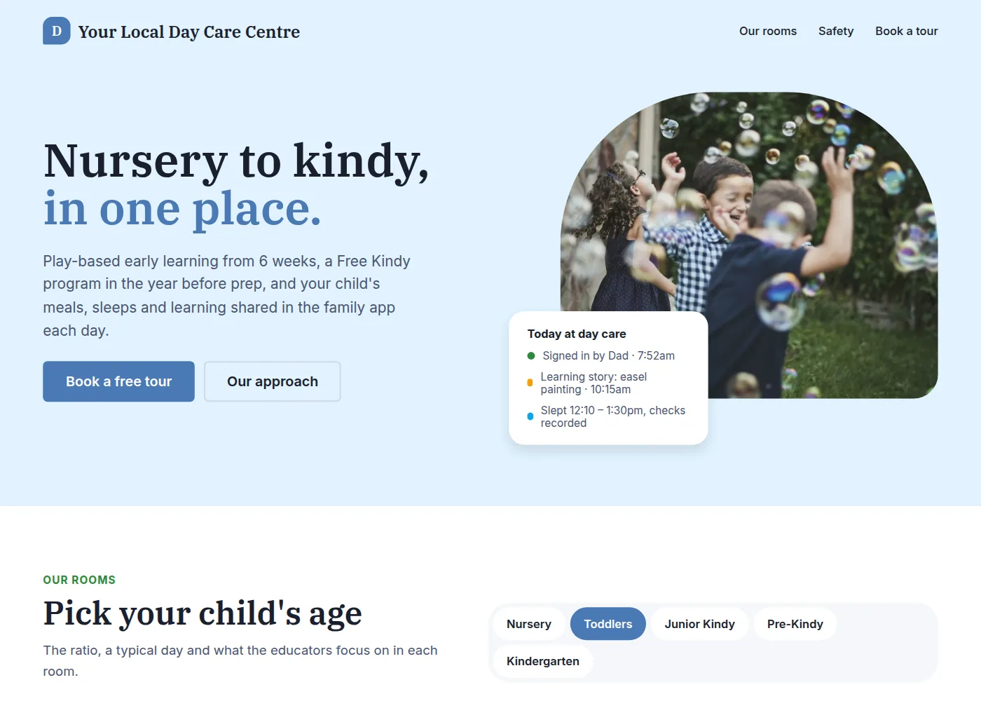 Your Local Day Care Centre: Safe & Growing day care centre design example