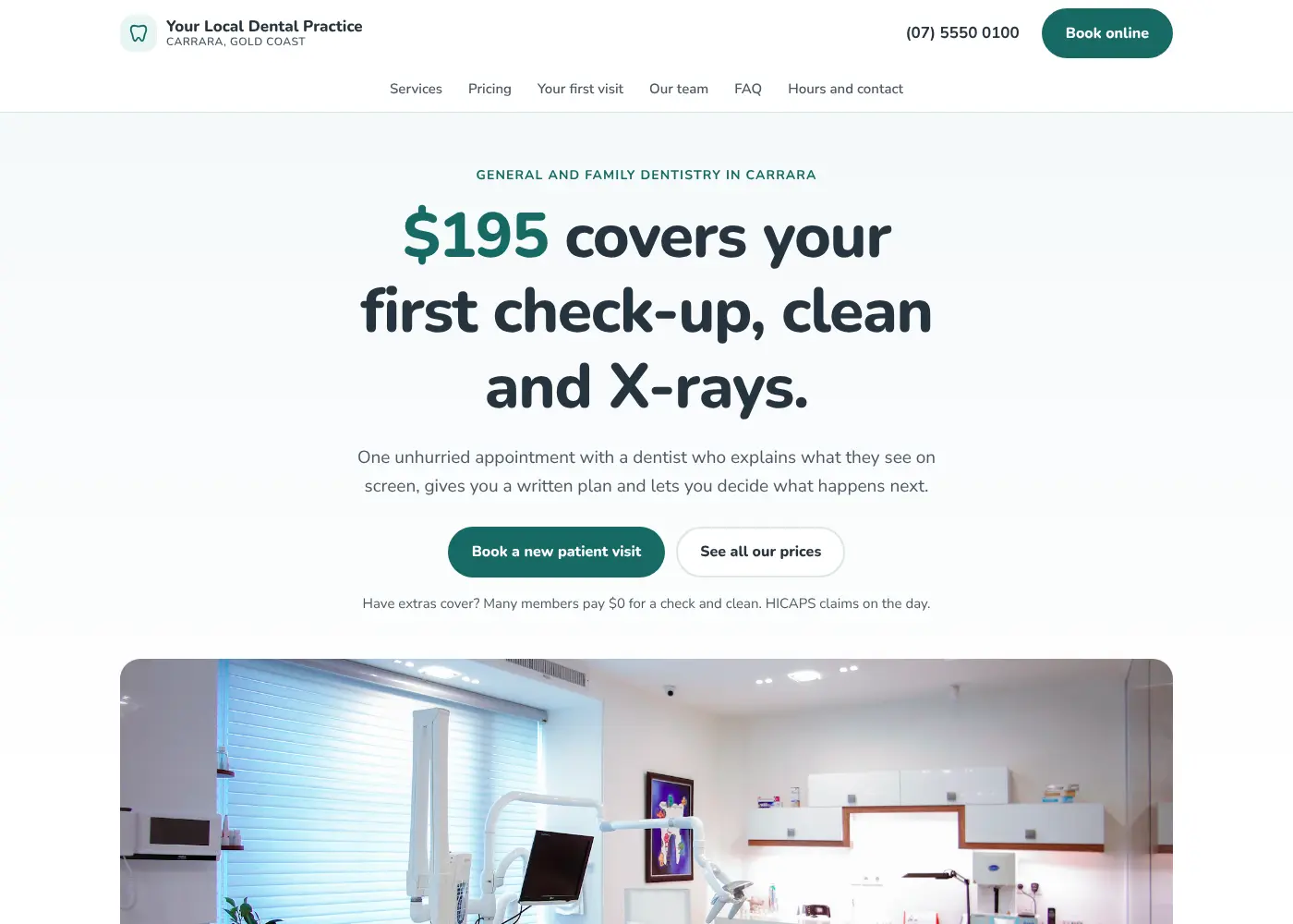 Calm Clinical dental practice design example