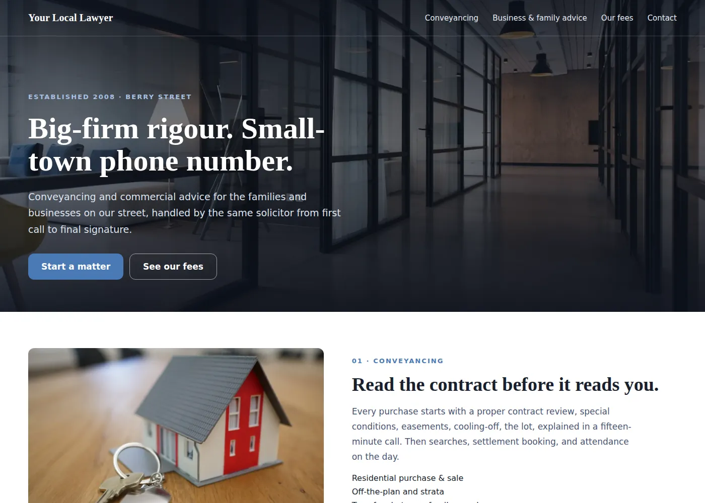 Your Local Lawyer: The Front Page lawyer design example