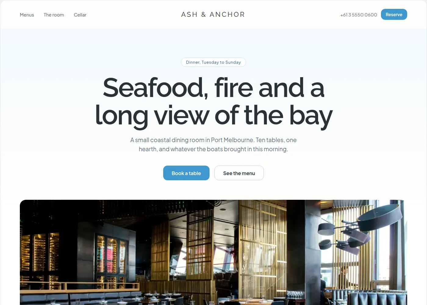 Ash & Anchor: Ivory Calm restaurant design example