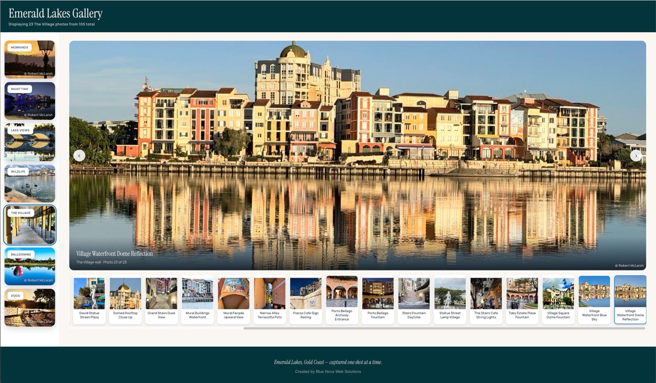Emerald Lakes Showcase website homepage