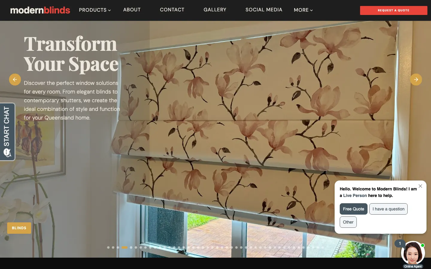Modern Blinds website homepage