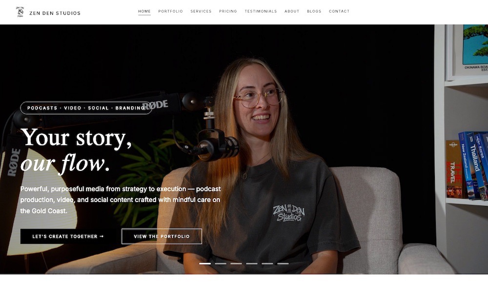 Zen Den Studios website homepage
