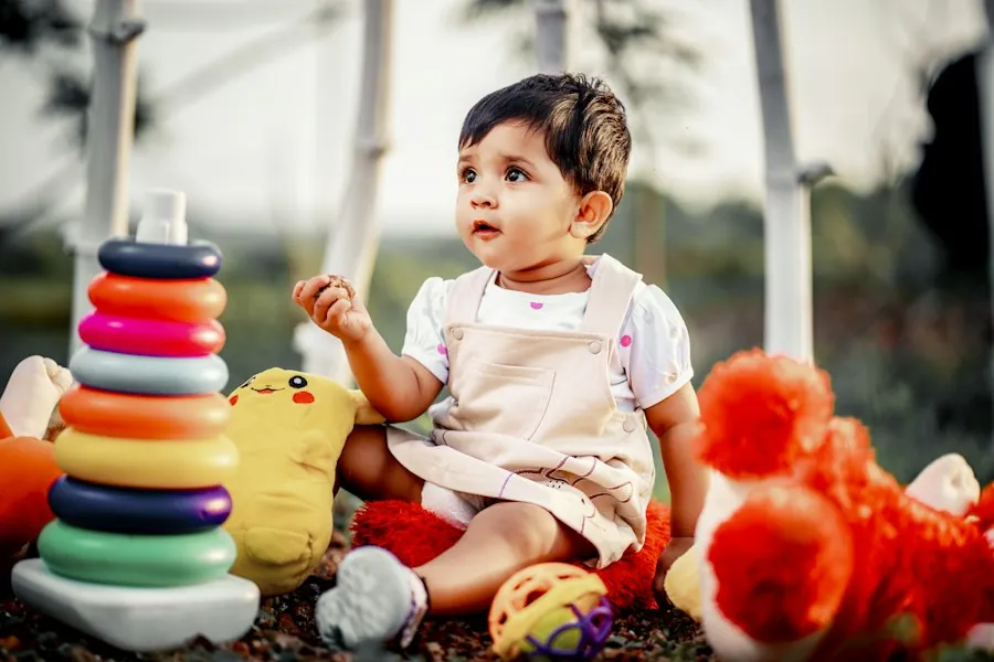 Child sitting with toys
