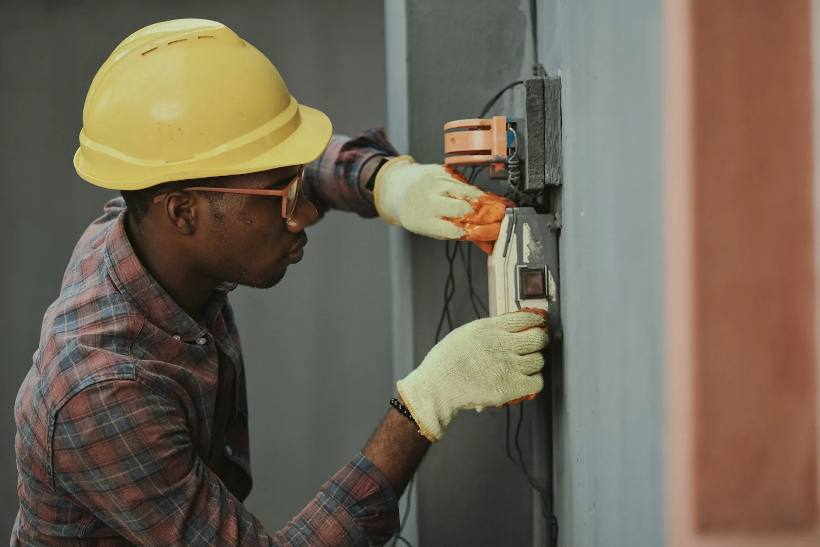 Electrician working on wiring